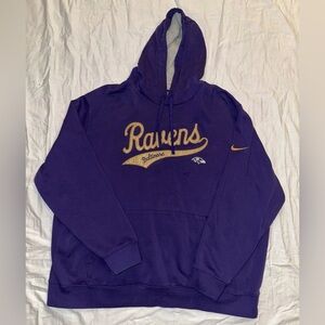 Men's Baltimore Ravens Nike Purple Rewind Club Logo Pullover Hoodie 3XL